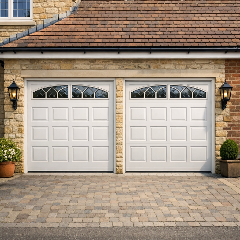 Sectional door with Georgian-style windows