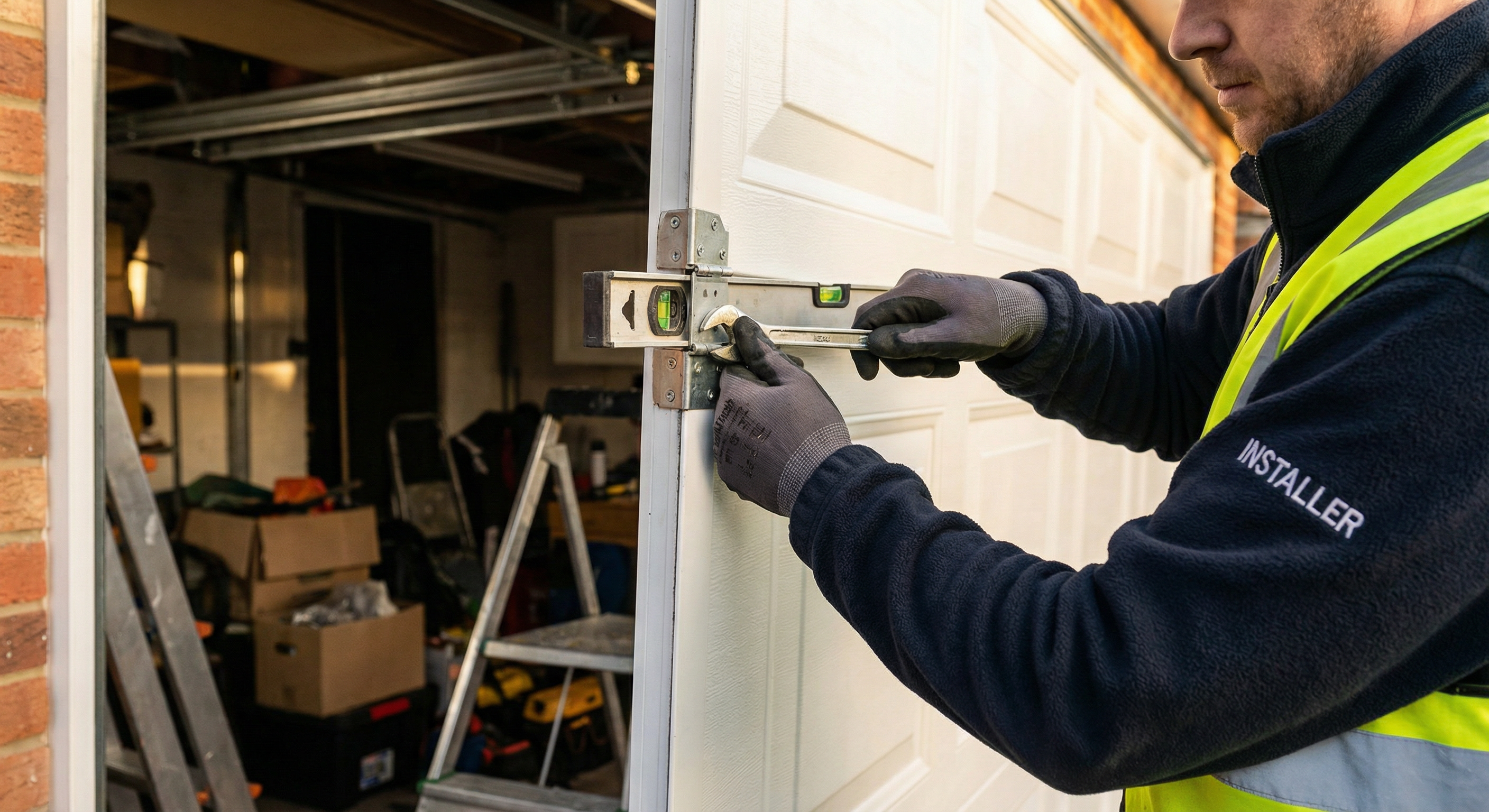 Sectional garage door installation detail